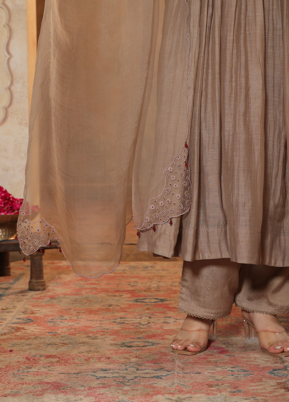 Taupe Beige Anarkali Set