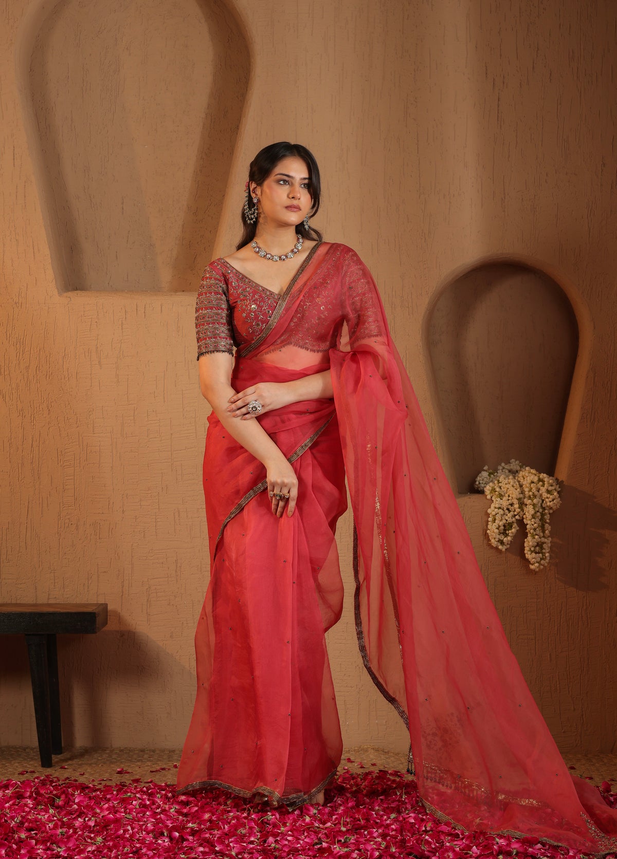 Persian Rose Saree with Blouse