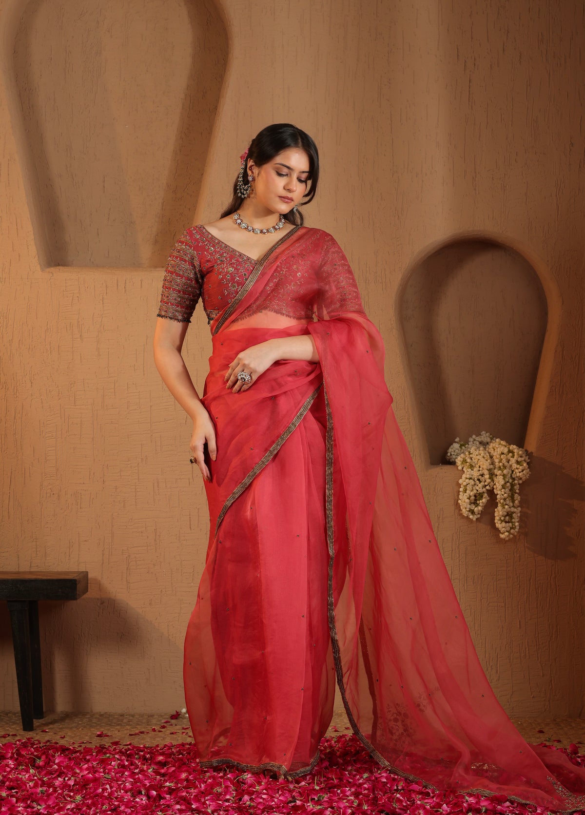 Persian Rose Saree with Blouse