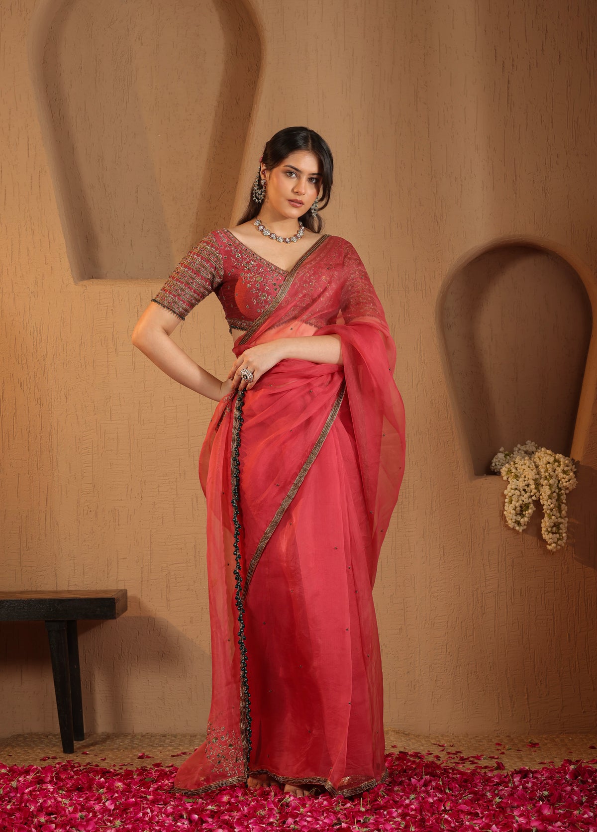 Persian Rose Saree with Blouse