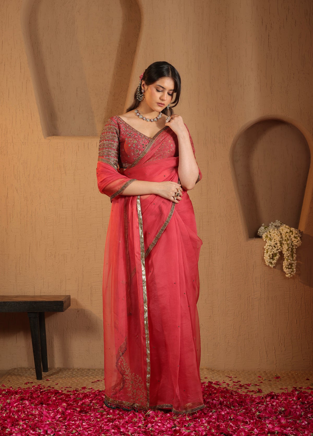 Persian Rose Saree with Blouse