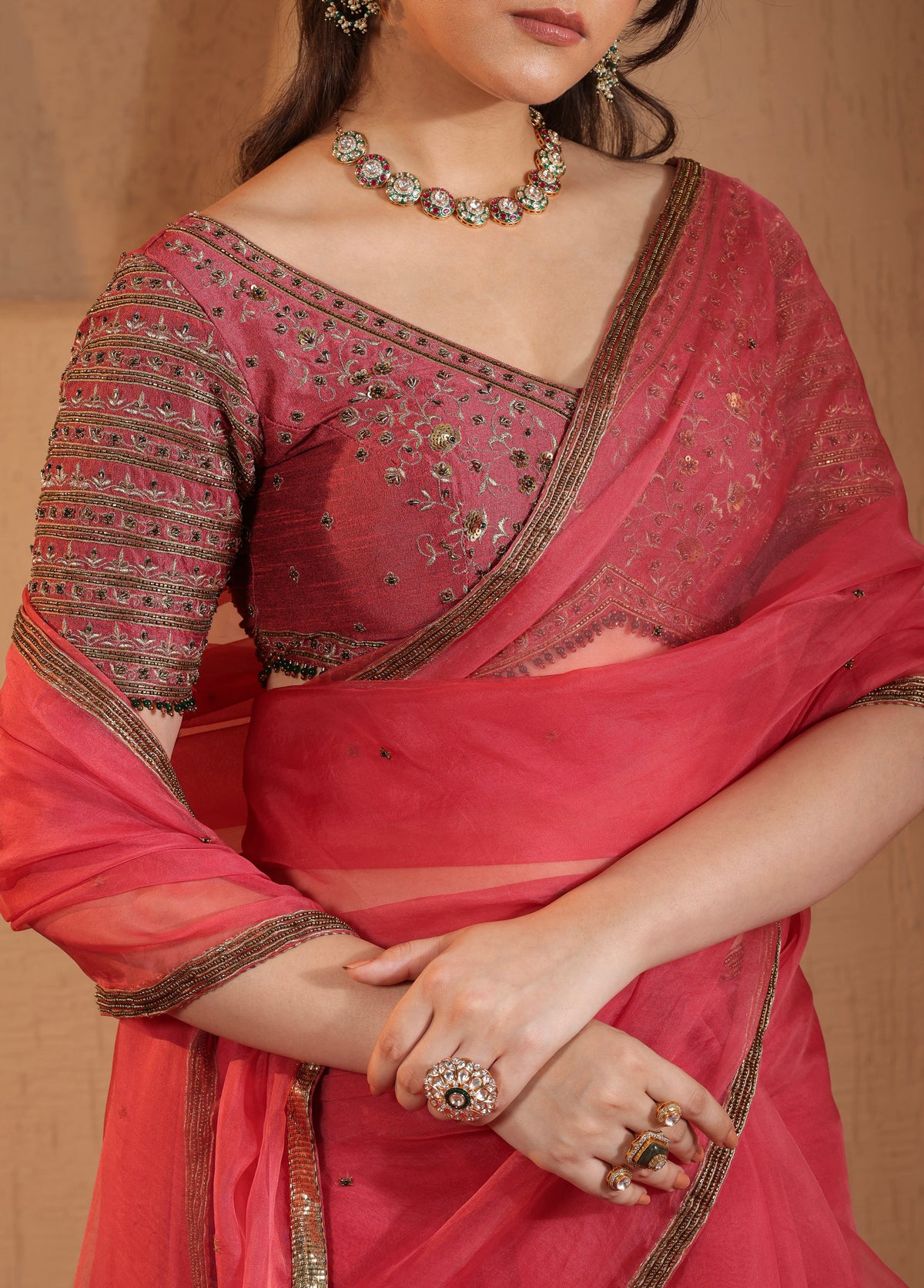 Persian Rose Saree with Blouse