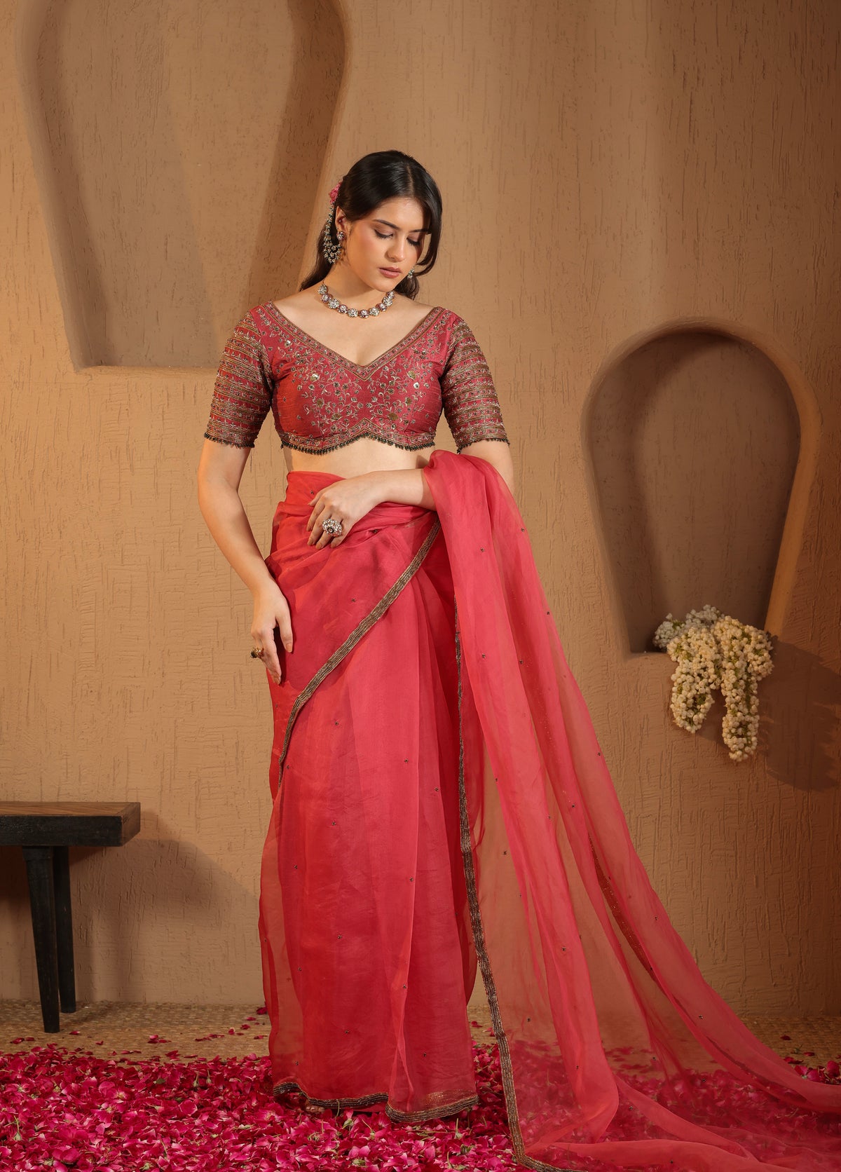 Persian Rose Saree with Blouse