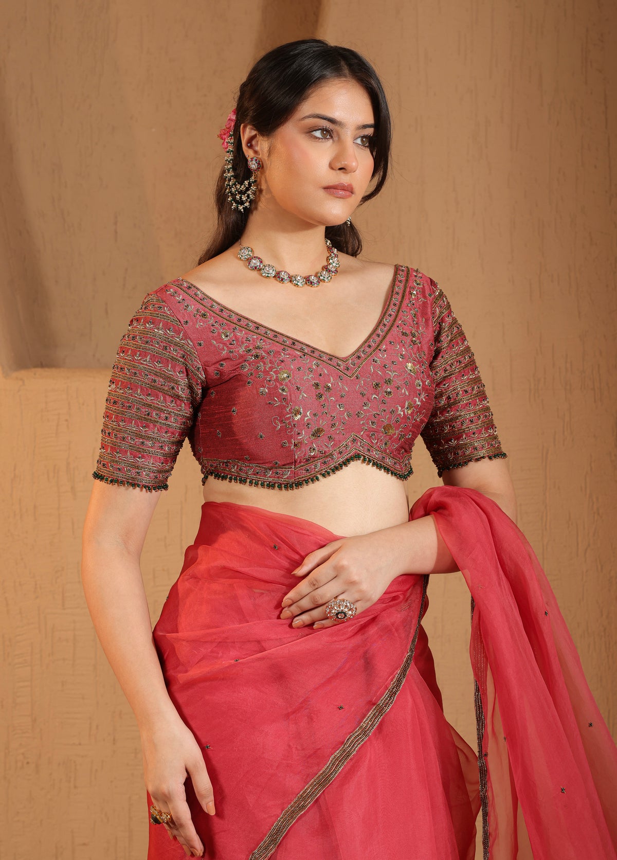 Persian Rose Saree with Blouse