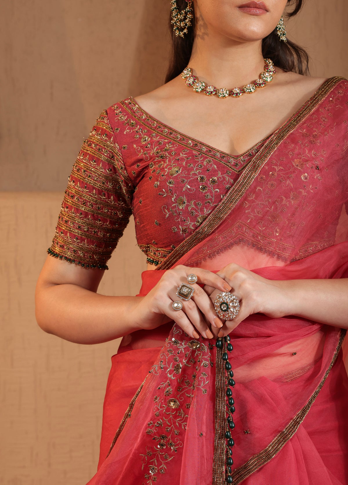 Persian Rose Saree with Blouse