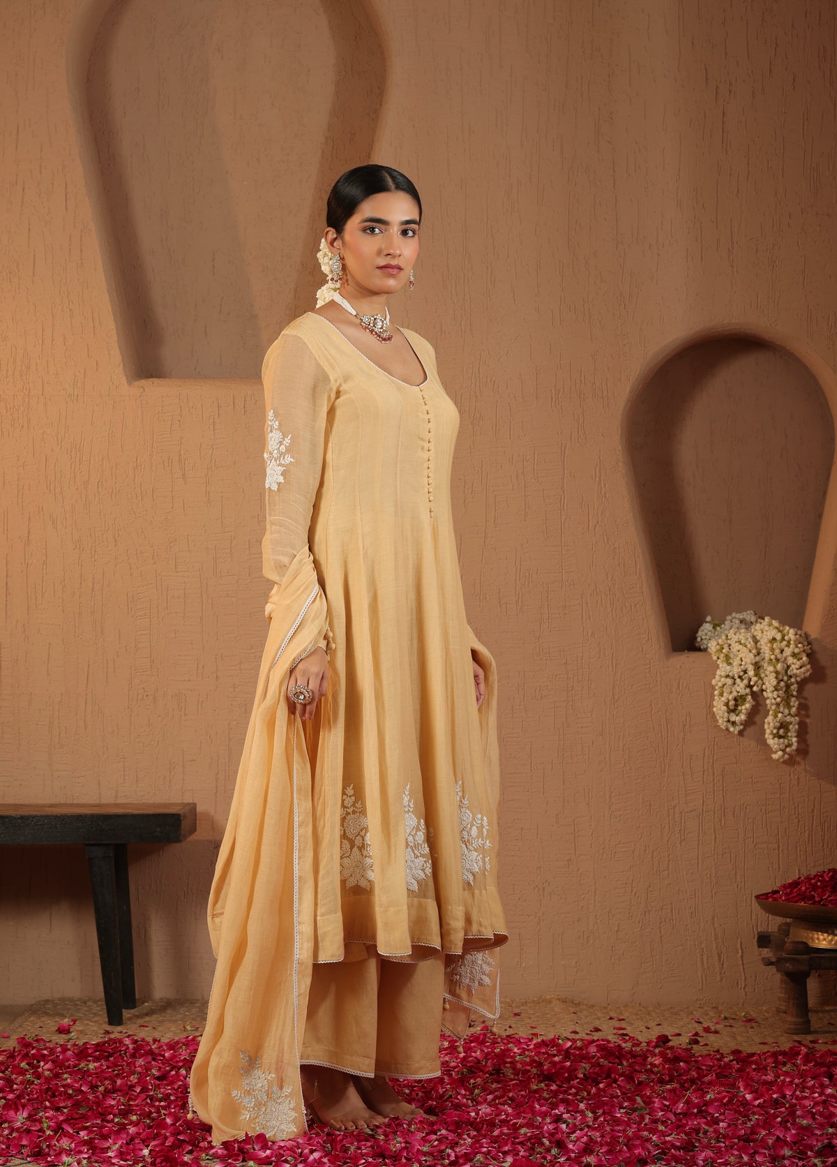 Soft Yellow Anarkali  Set