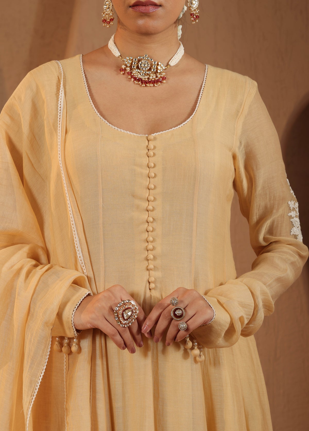 Soft Yellow Anarkali  Set