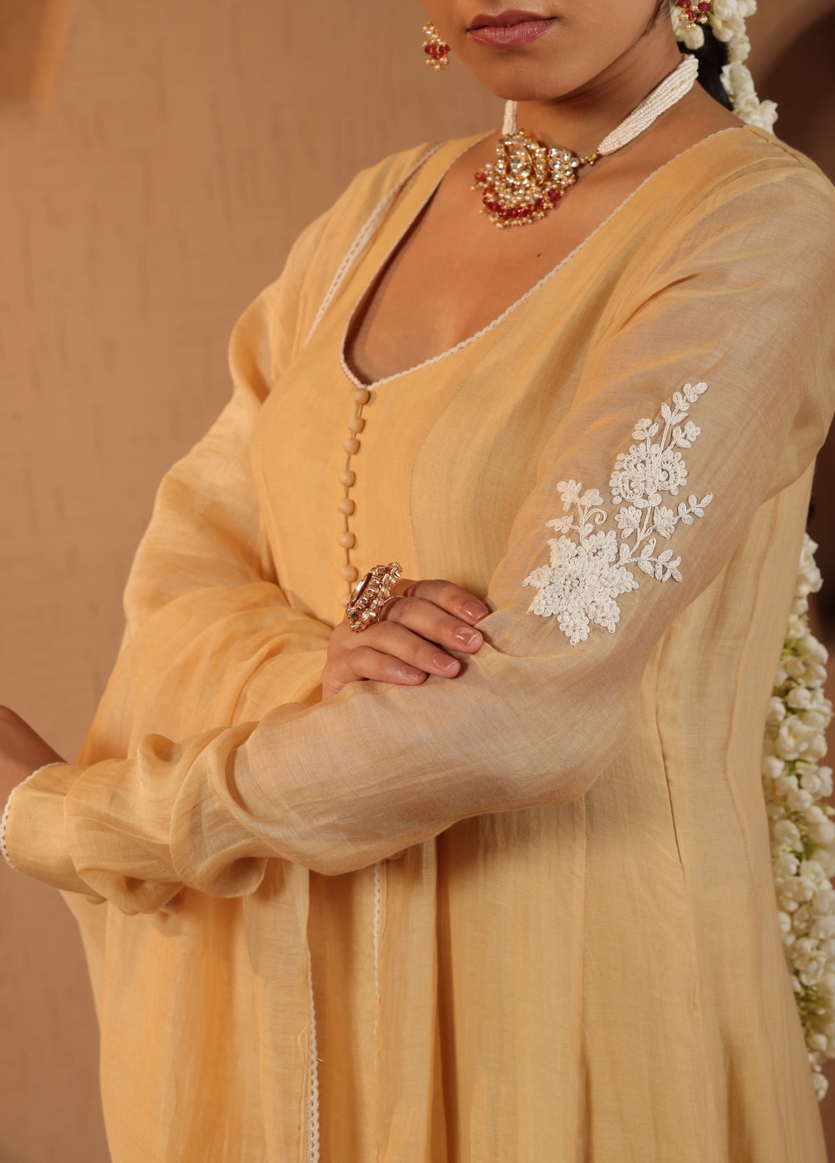 Soft Yellow Anarkali  Set