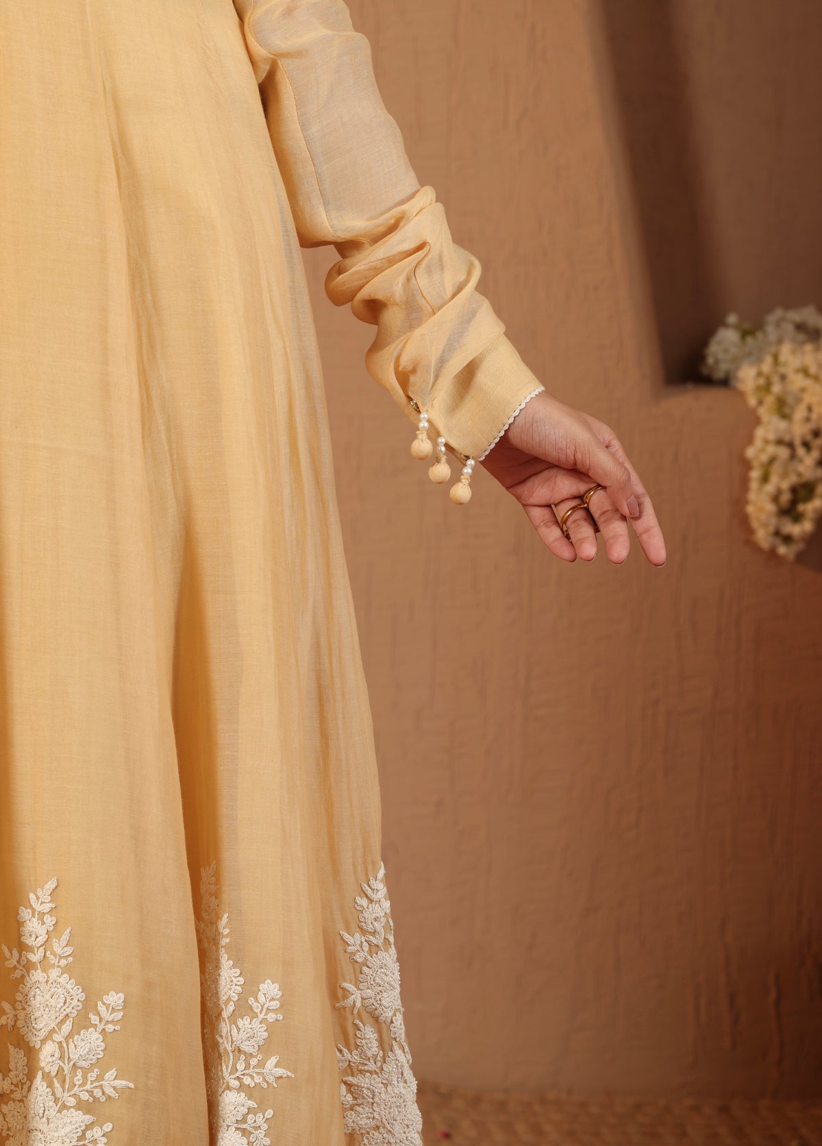 Soft Yellow Anarkali  Set