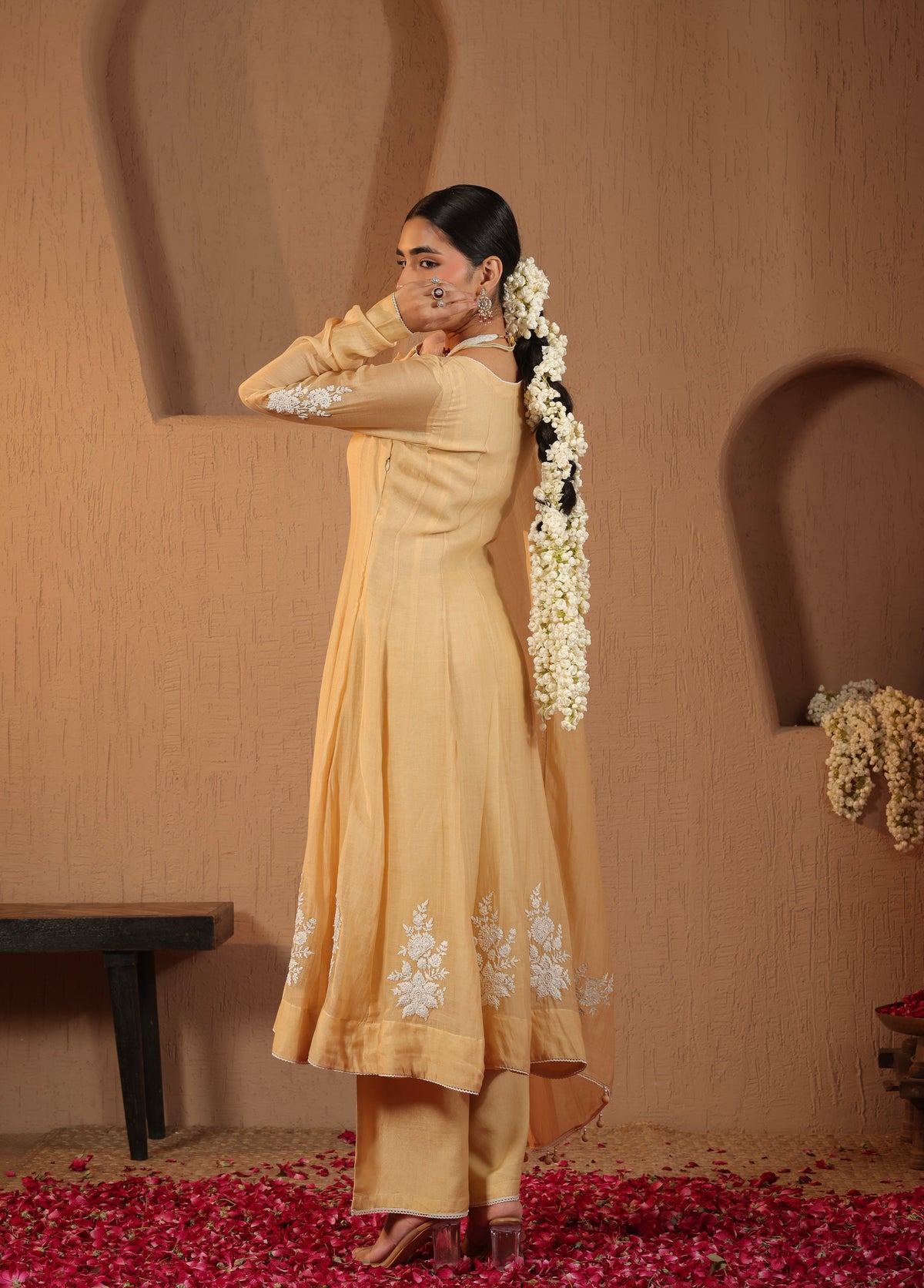 Soft Yellow Anarkali  Set