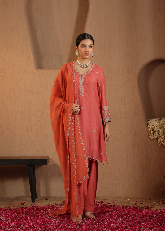 Coral Pink Kurta Salwar Set