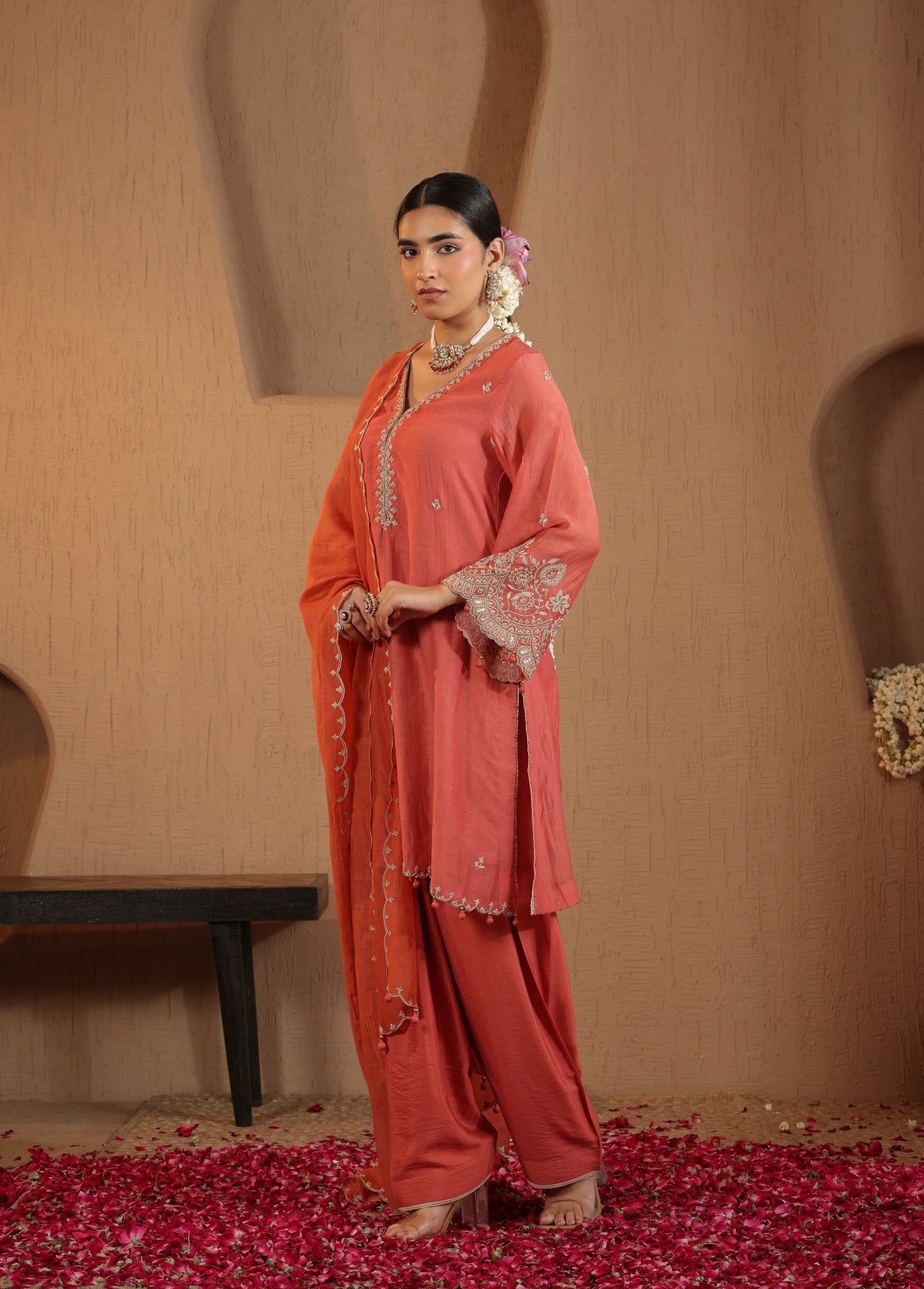 Coral Pink Kurta Salwar Set