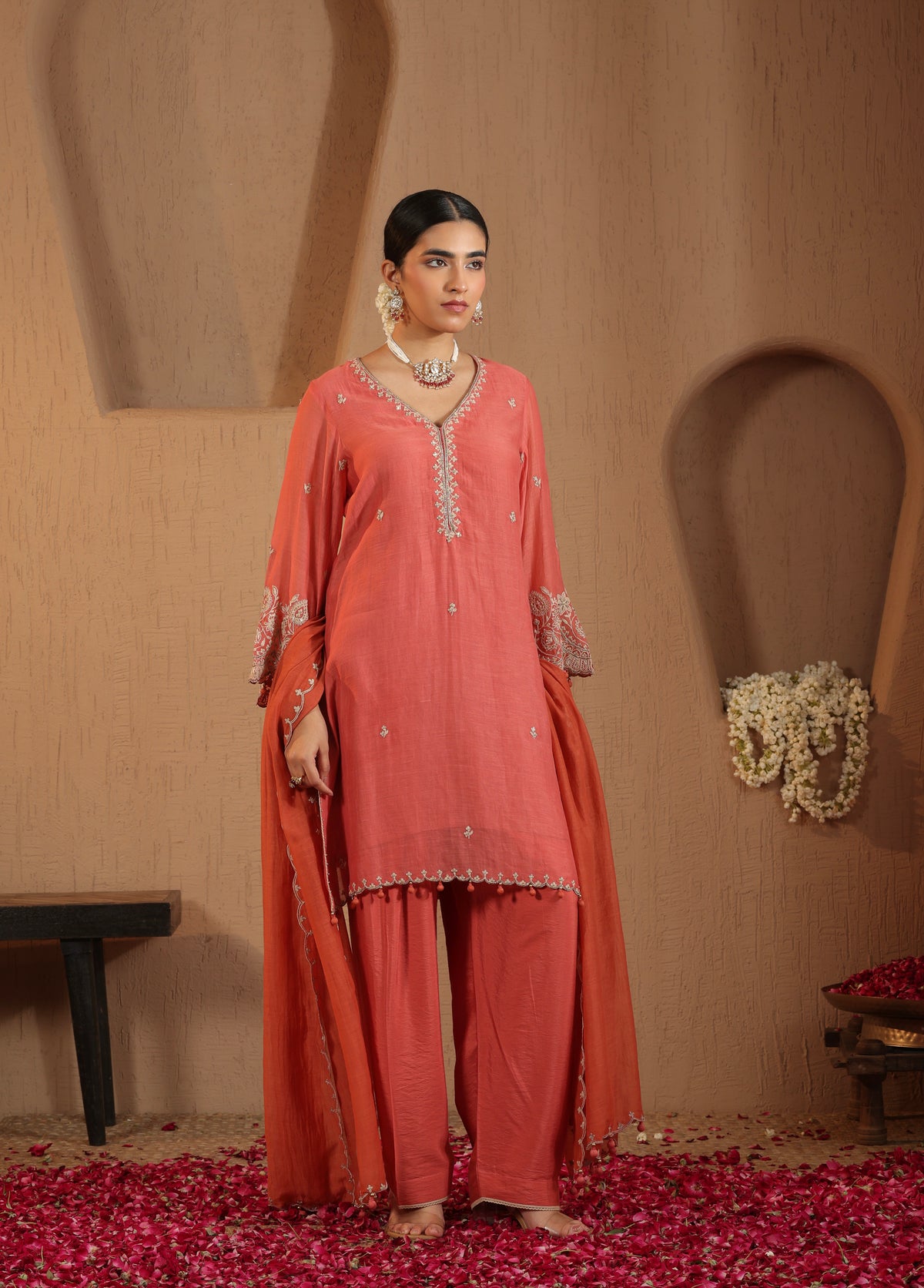 Coral Pink Kurta Salwar Set