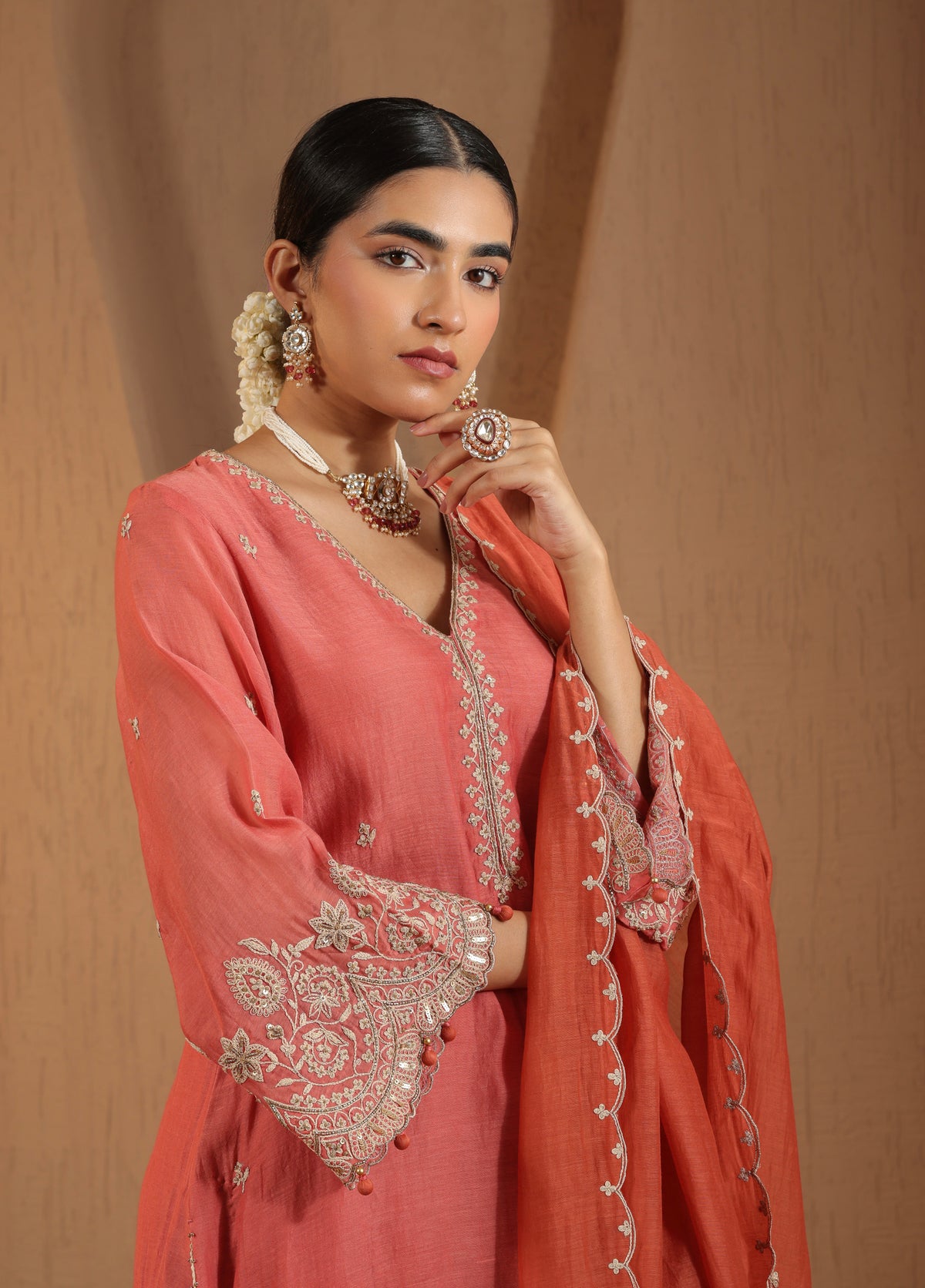Coral Pink Kurta Salwar Set
