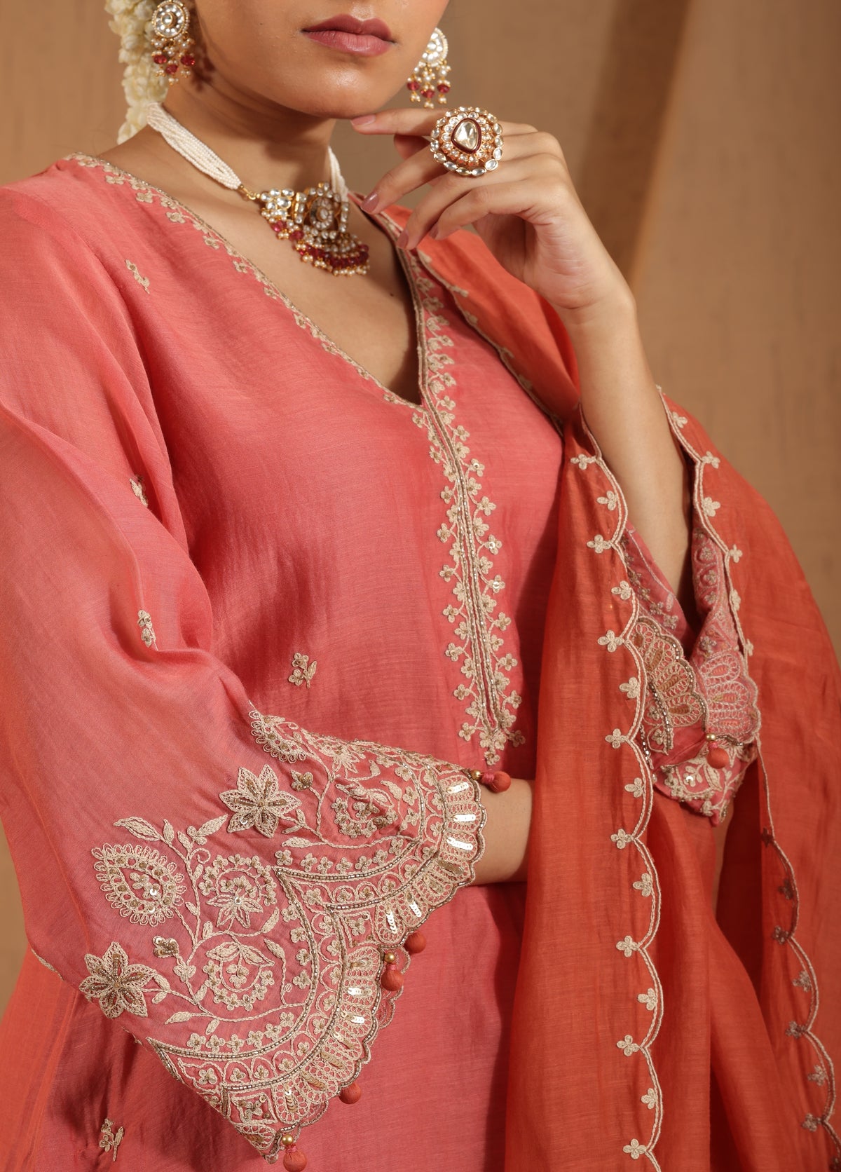 Coral Pink Kurta Salwar Set