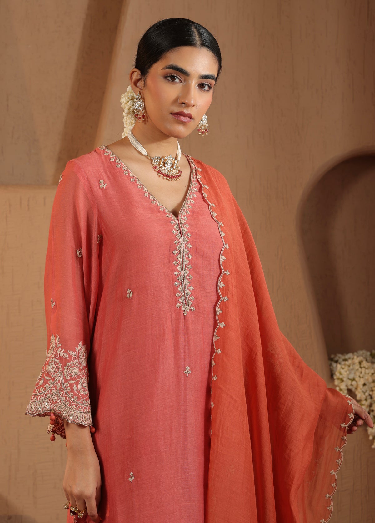 Coral Pink Kurta Salwar Set