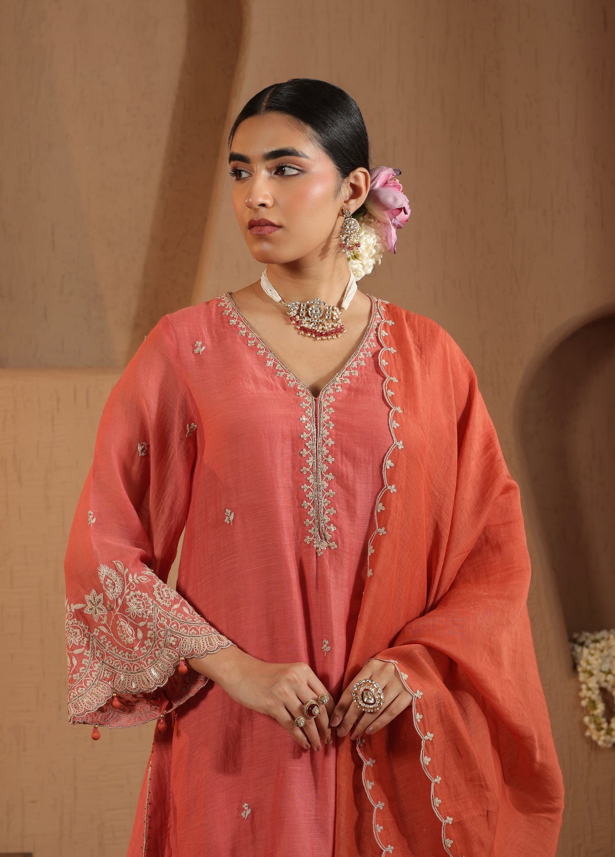 Coral Pink Kurta Salwar Set