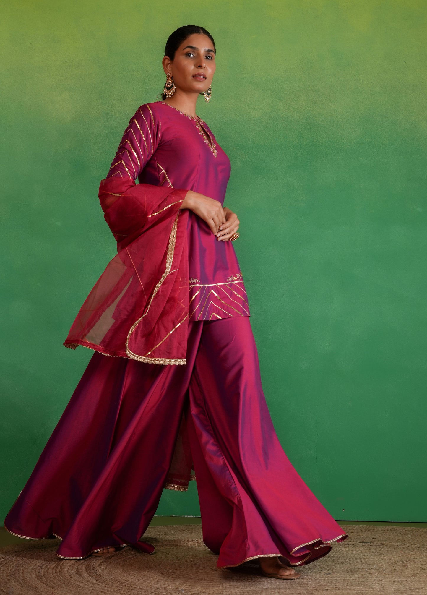 Berry Wine Sharara Set