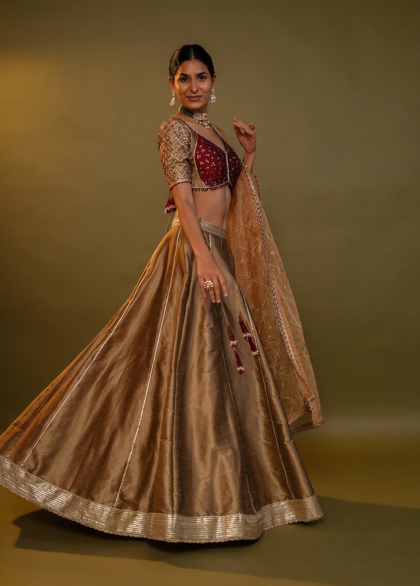 Antique Gold Lahenga Set