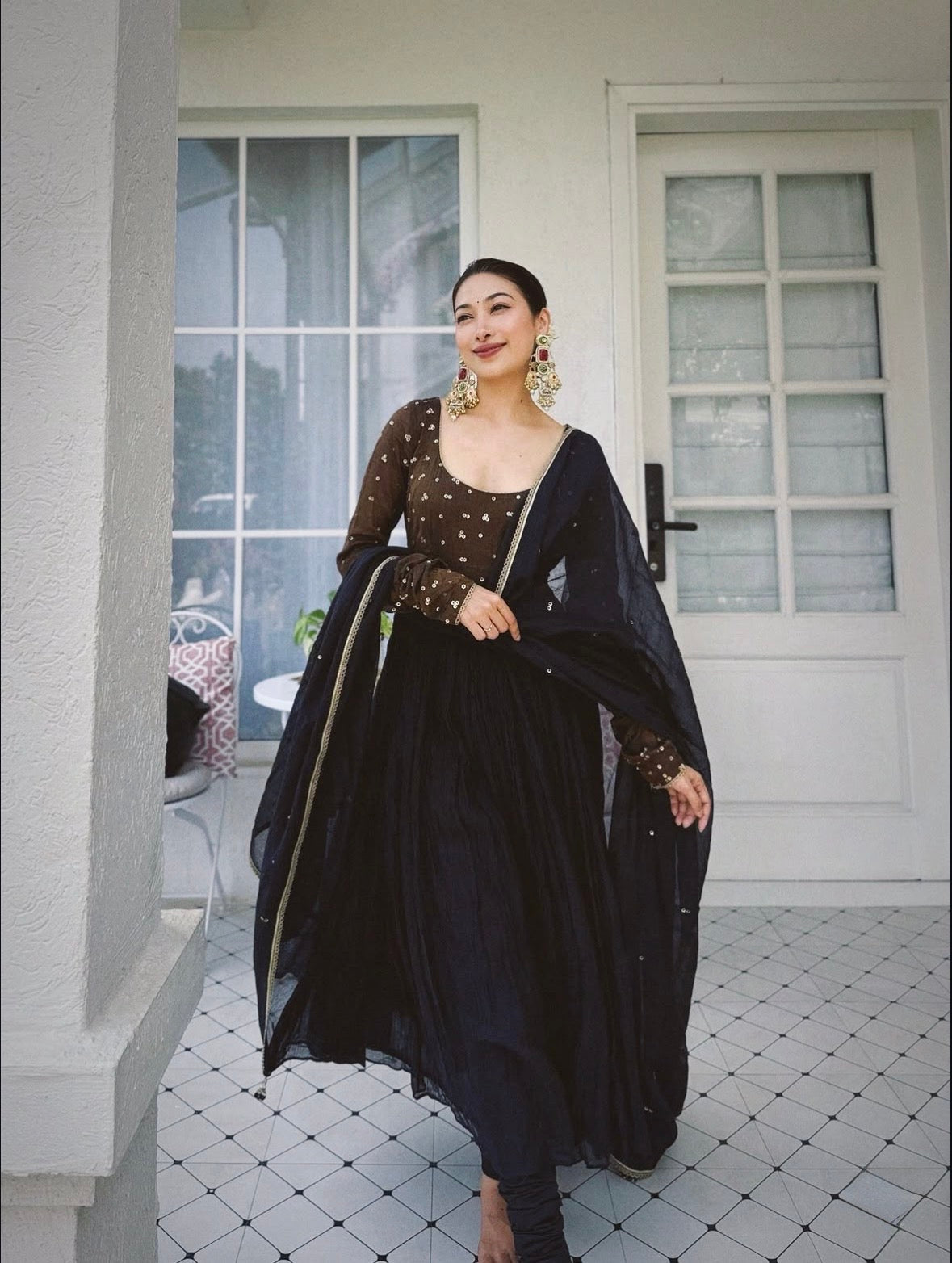 Black Anarkali Set